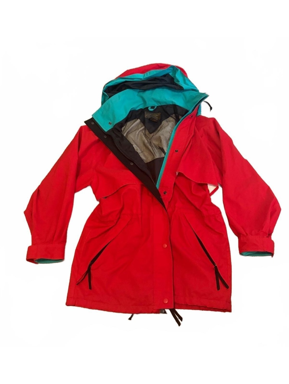 Vintage 90s Eddie Bauer Gore-Tex Jacket Women’s M Red Teal Parka Waterproof